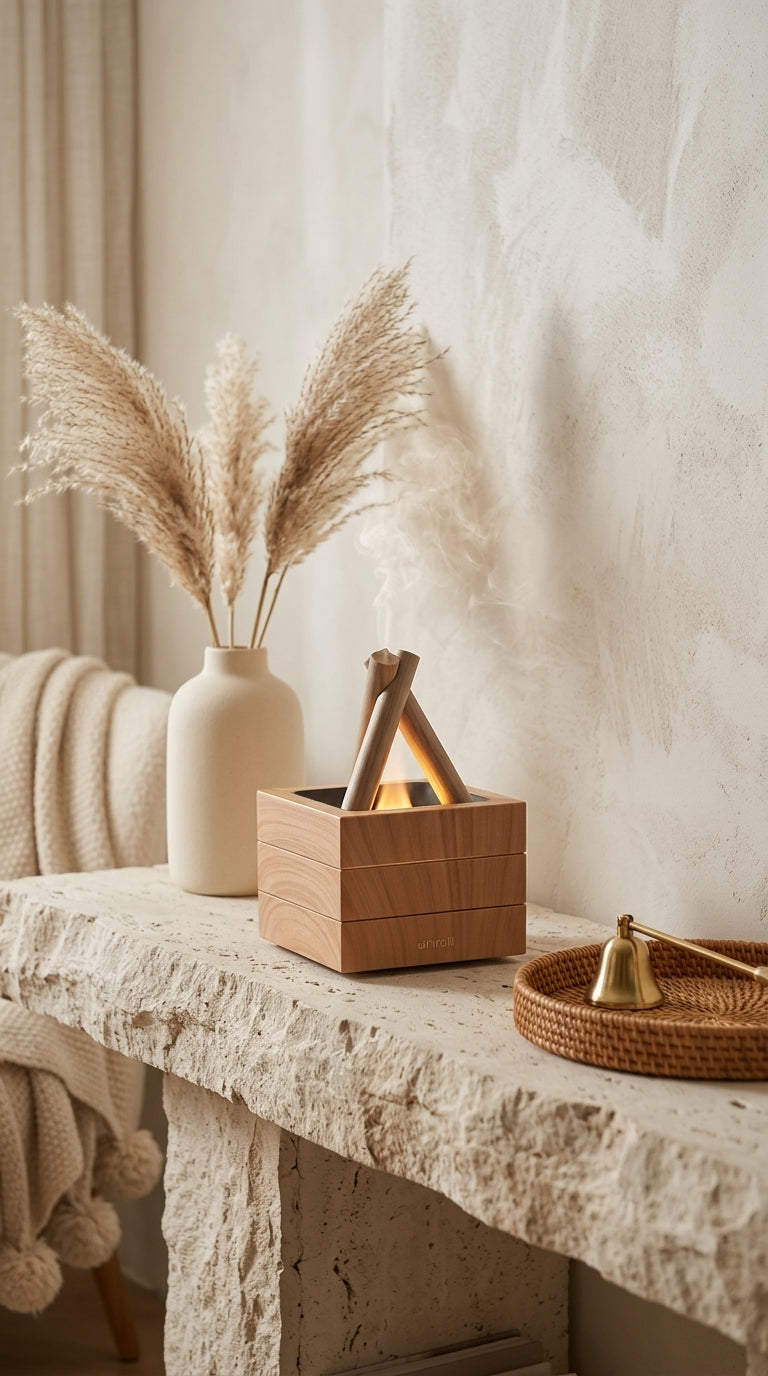 Diffuseur d’Huiles Essentielles Effet Flamme LED – 280 ml USB, Ambiance Cheminée Moderne