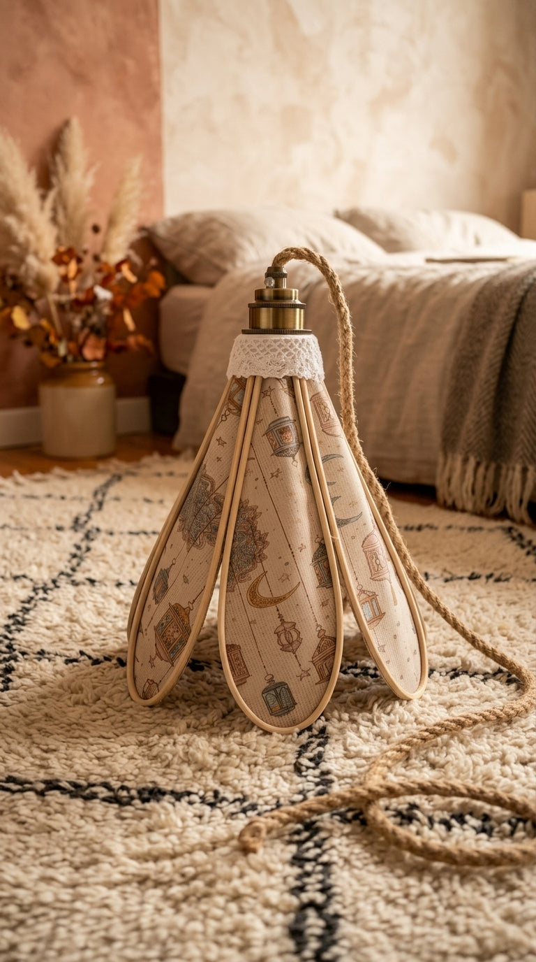 Lampe Tulipe Orientale Lamia– Lanterne Sable- Lampe Artisanale Bohème Florale