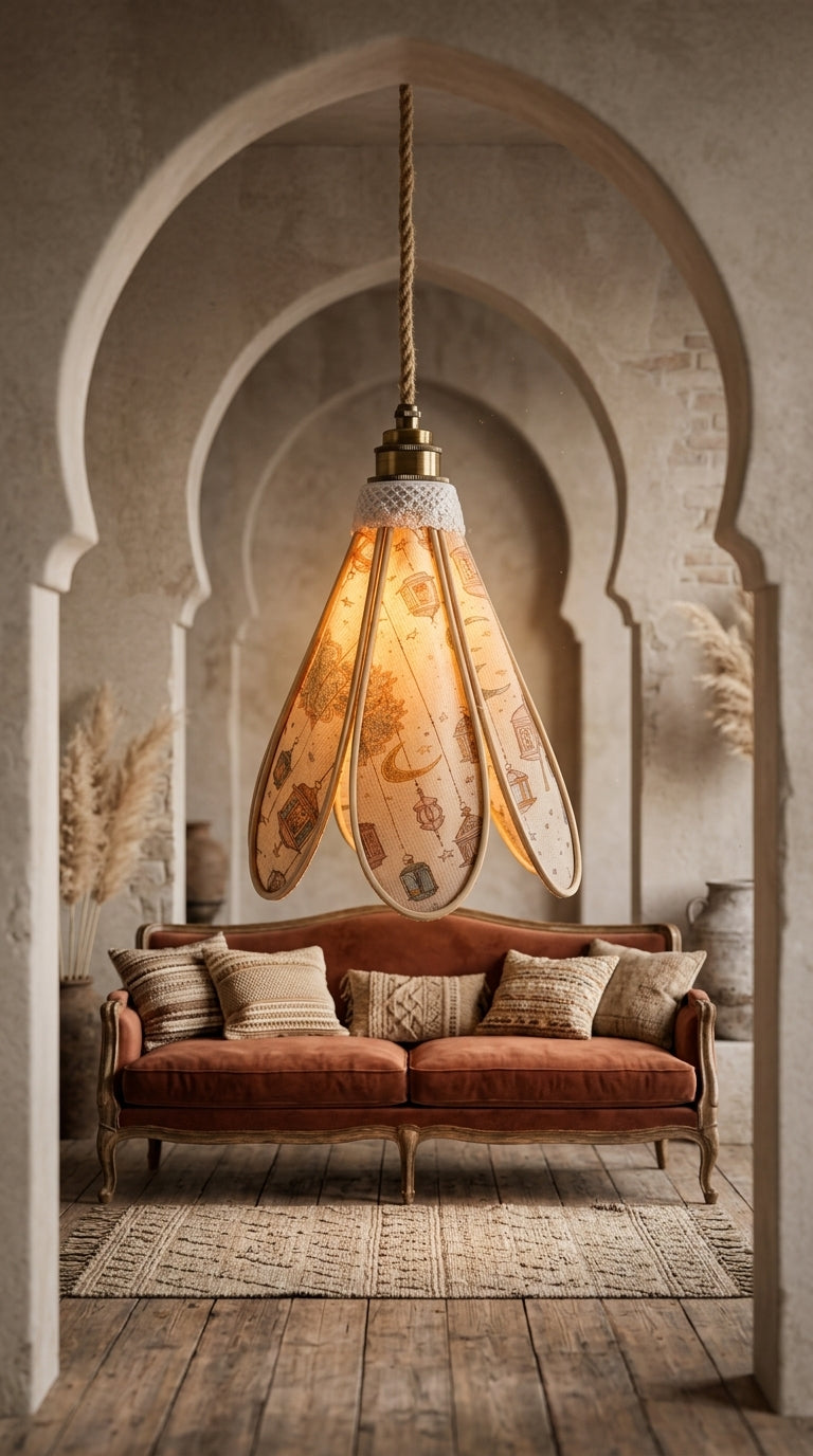 Lampe Tulipe Orientale Lamia– Lanterne Sable- Lampe Artisanale Bohème Florale
