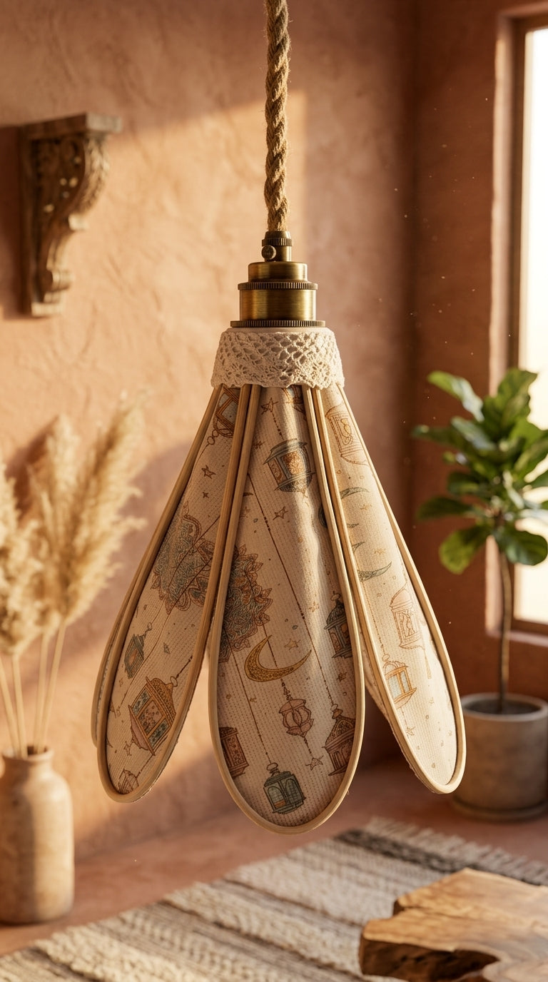 Lampe Tulipe Orientale Lamia– Lanterne Sable- Lampe Artisanale Bohème Florale