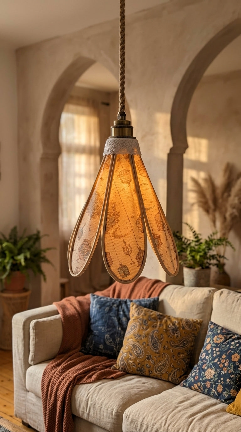 Lampe Tulipe Orientale Lamia– Lanterne Sable- Lampe Artisanale Bohème Florale
