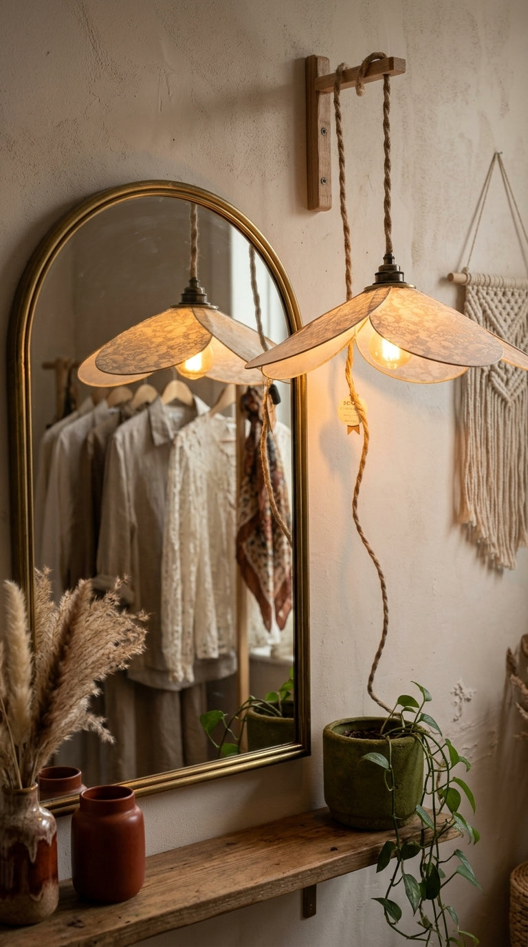 Lampe Magnolia Pivoines Blanches – Lampe Artisanale Bohème Florale