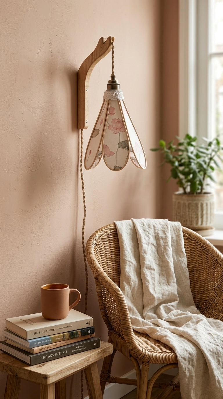 Suspension tulipe Songe de Lotus allumée, lumière douce diffusée