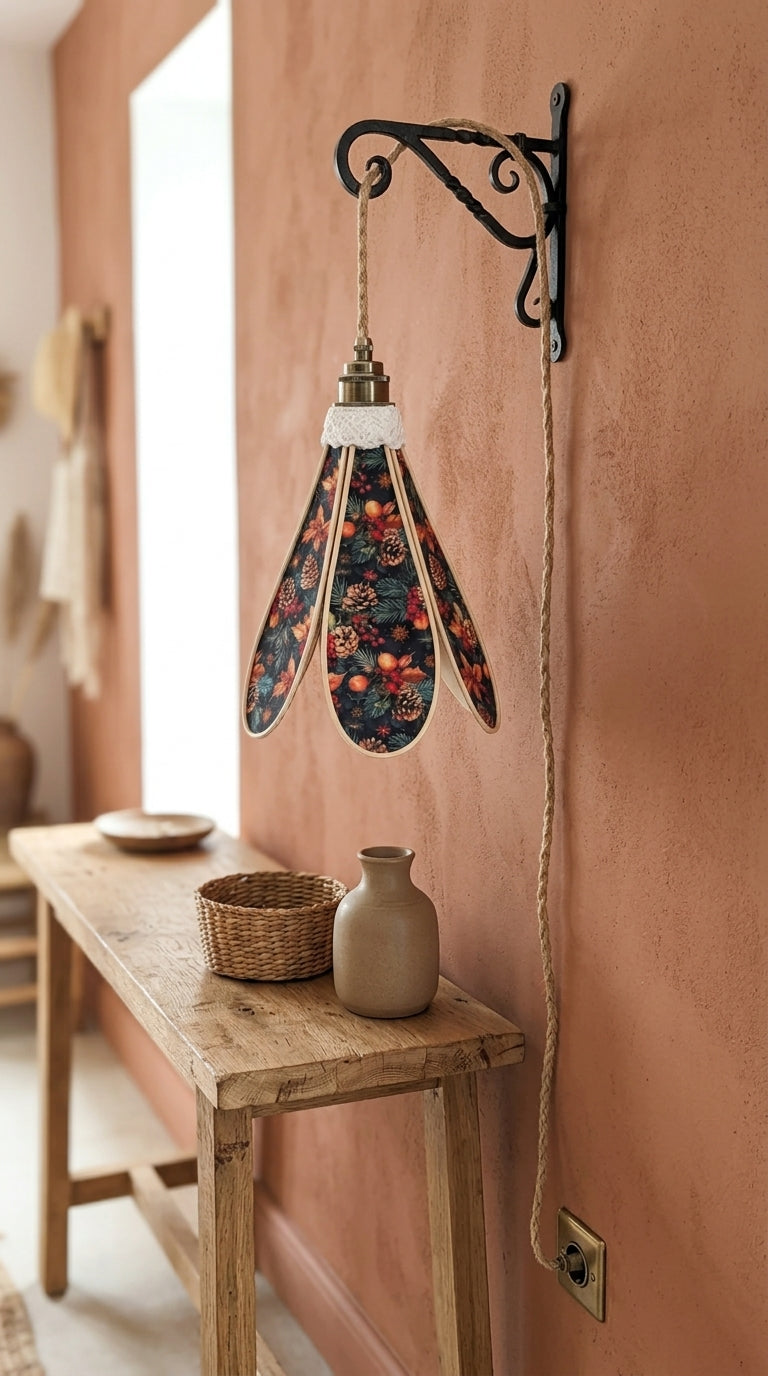 Détail de la bordure en dentelle blanche de la suspension tulipe Nuit de Décembre