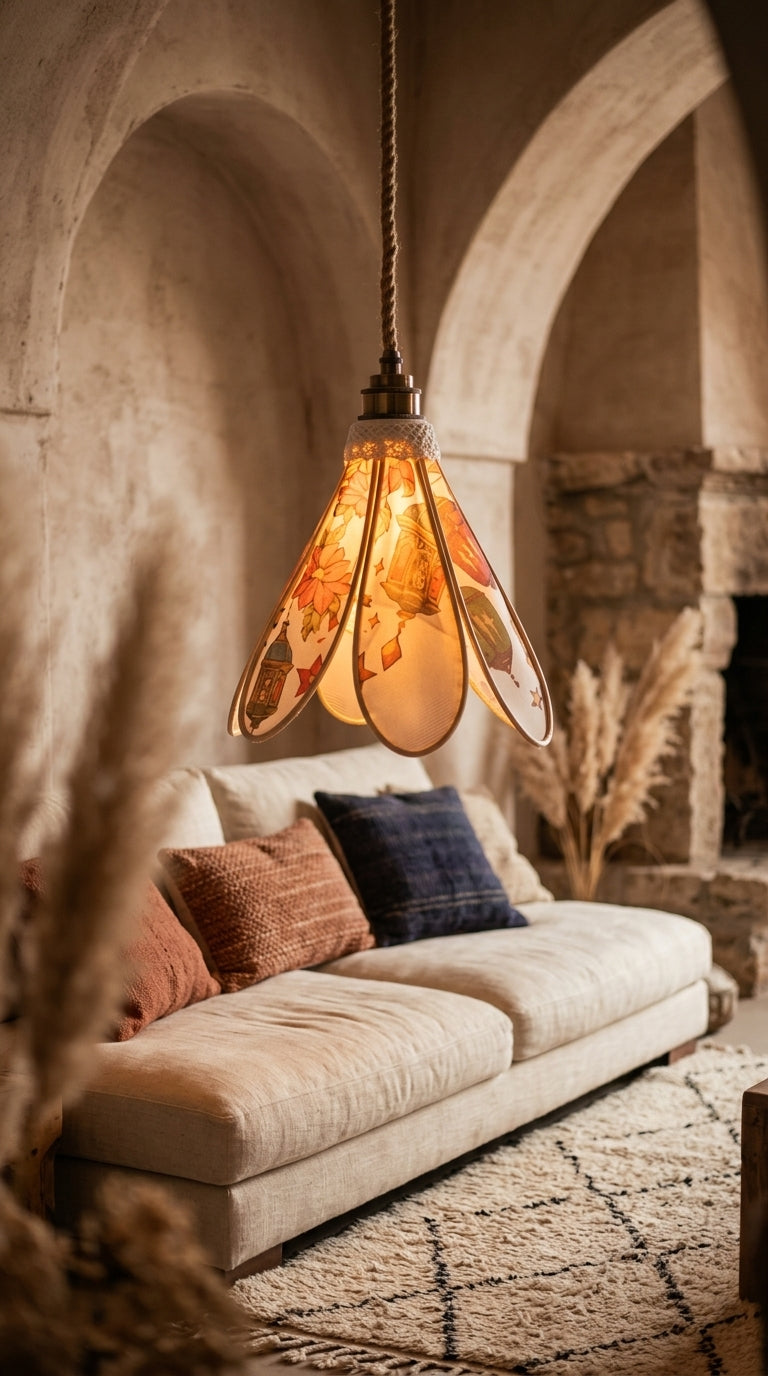 Lampe Tulipe Orientale Djallila- Lanterne Etoilée- Lampe Artisanale Bohème Florale