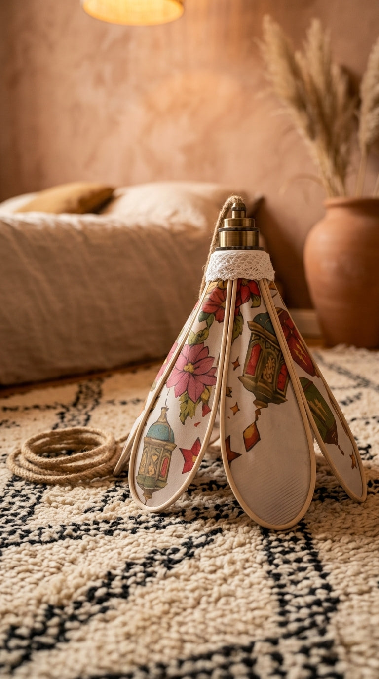 Lampe Tulipe Orientale Djallila- Lanterne Etoilée- Lampe Artisanale Bohème Florale