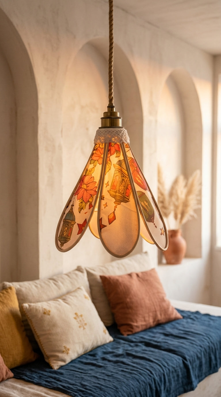 Lampe Tulipe Orientale Djallila- Lanterne Etoilée- Lampe Artisanale Bohème Florale