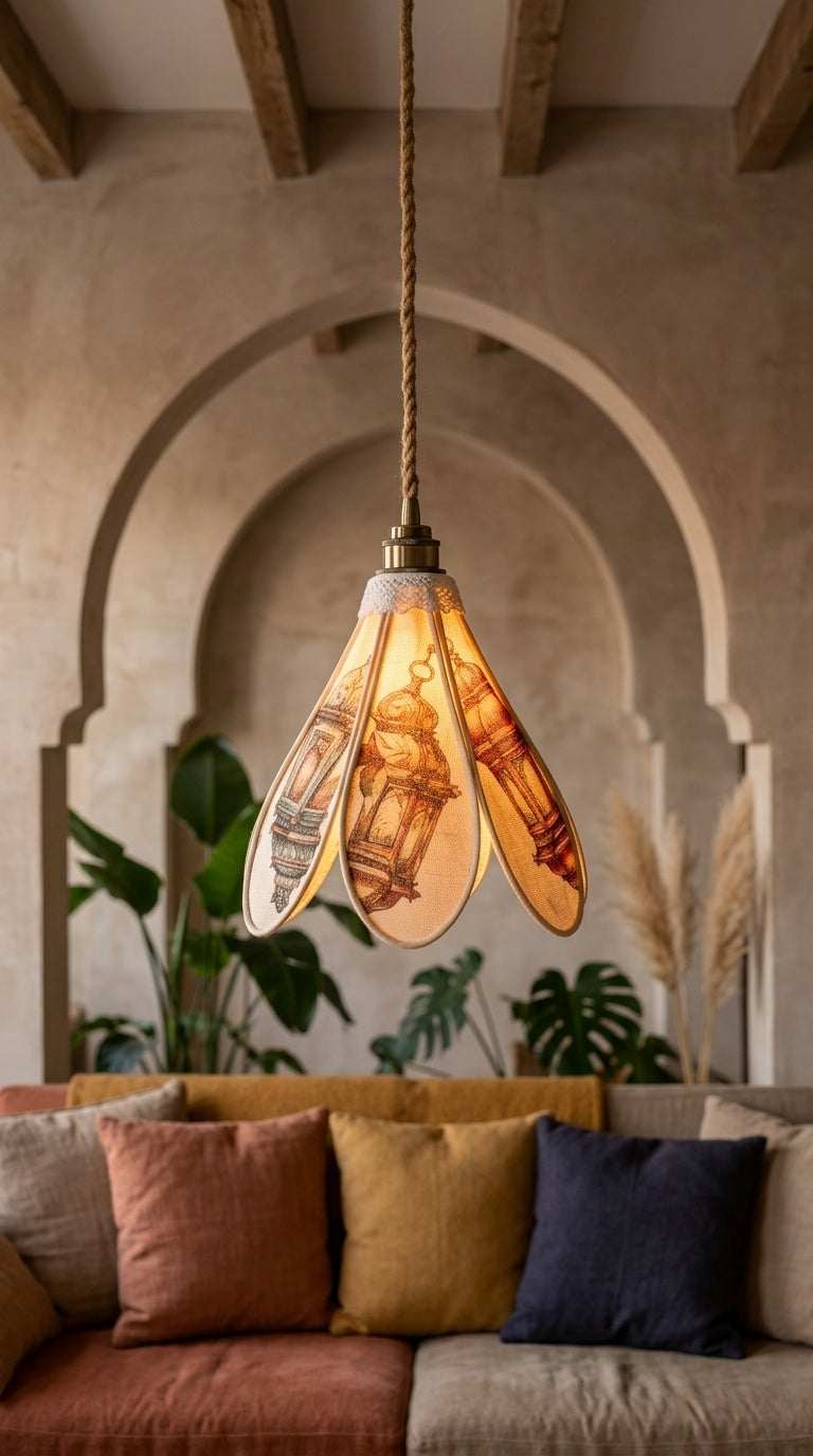 Lampe Tulipe Orientale Narimen- Lanternes Colorées- Lampe Artisanale Bohème Florale
