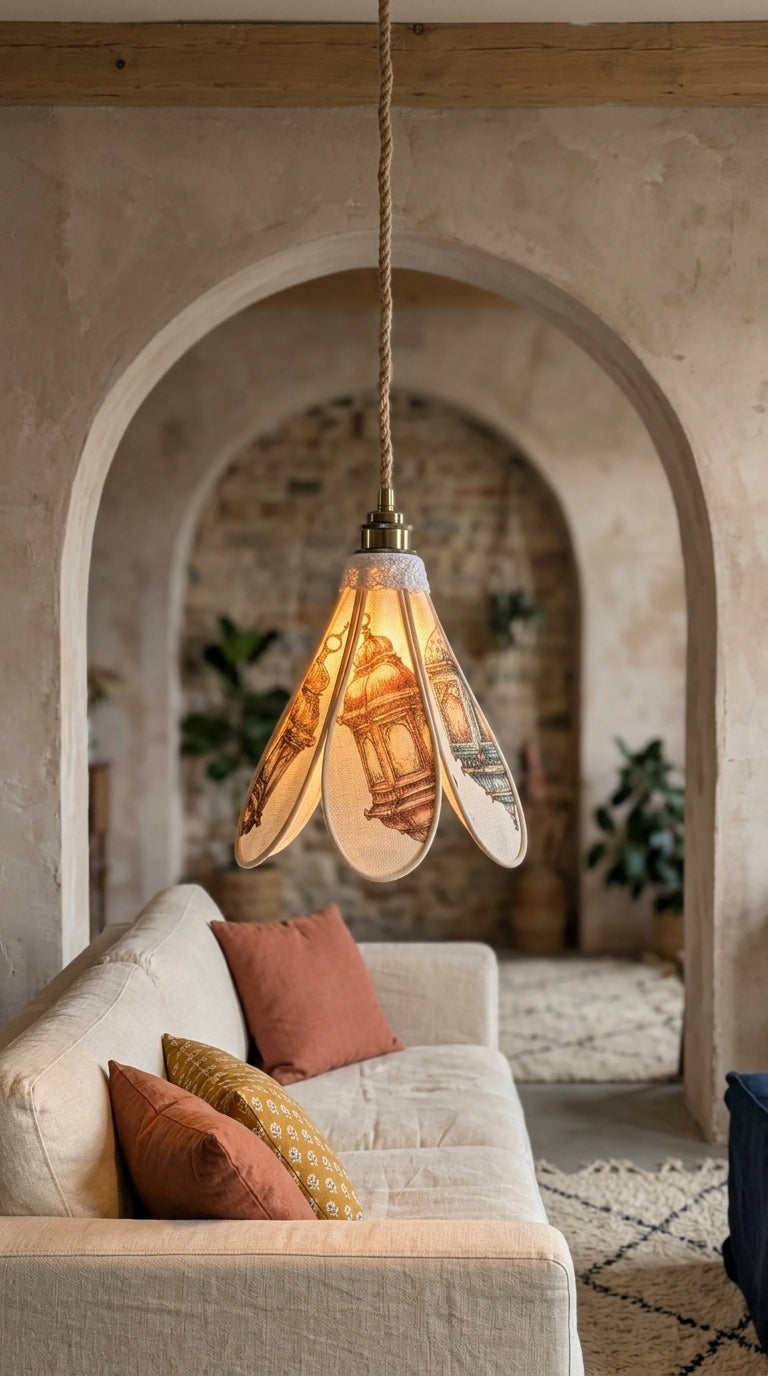 Lampe Tulipe Orientale Narimen- Lanternes Colorées- Lampe Artisanale Bohème Florale
