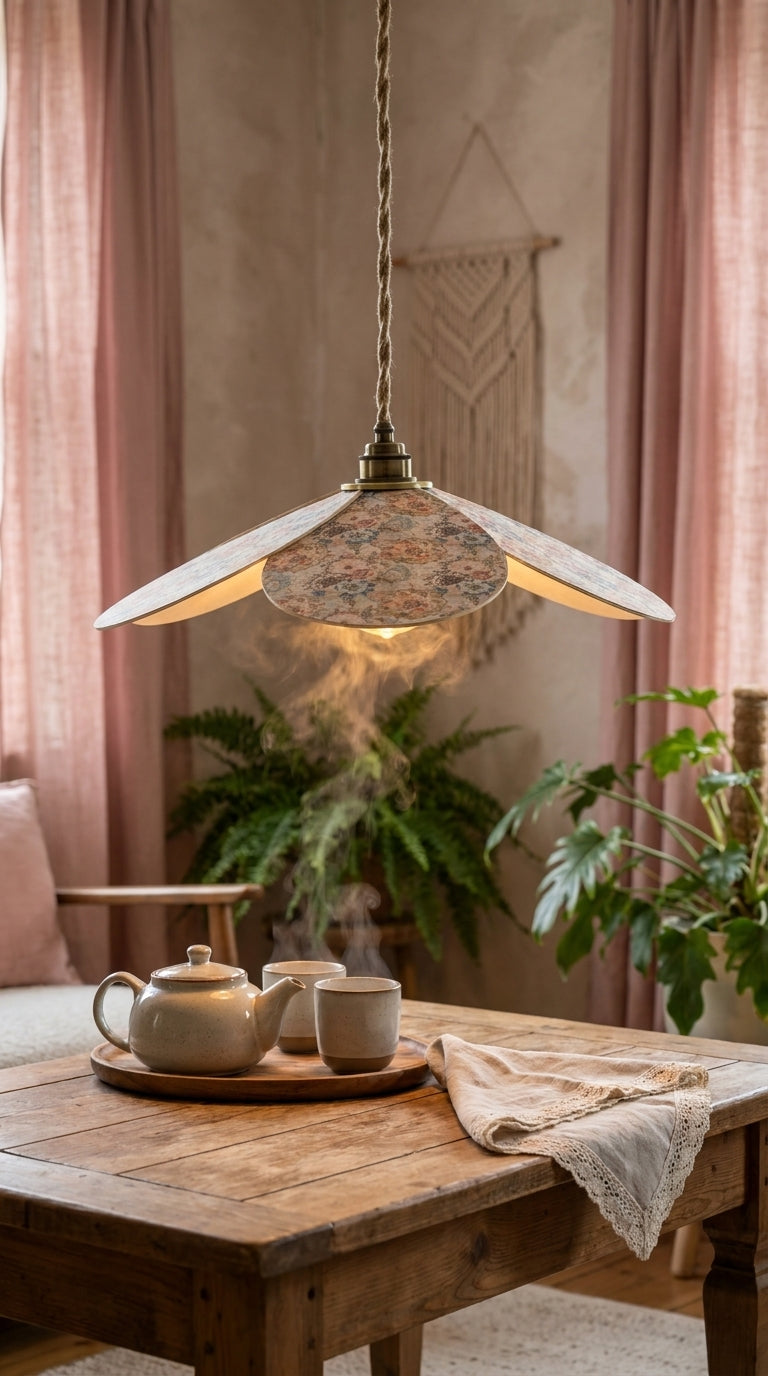 Lampe Magnolia Vintage Rosaces- Lampe Artisanale Bohème Florale