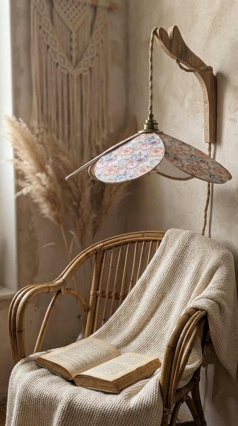 Lampe Magnolia Vintage Rosaces- Lampe Artisanale Bohème Florale