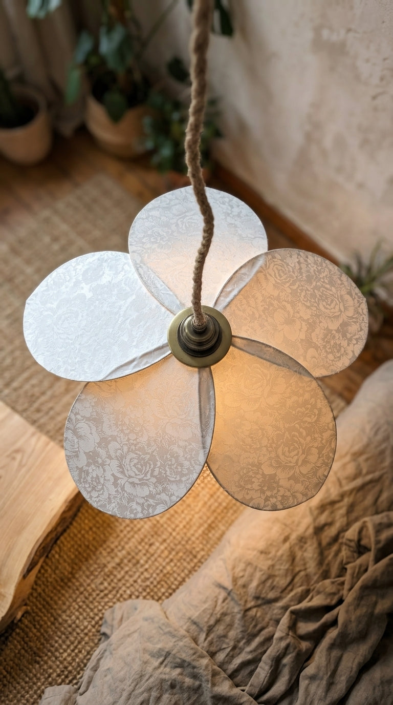 Lampe Magnolia Pivoines Blanches – Lampe Artisanale Bohème Florale