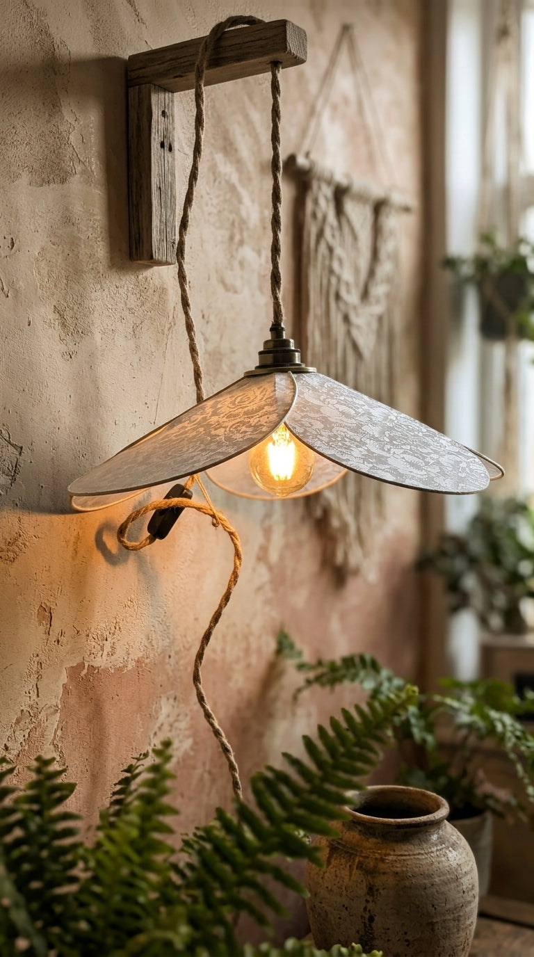 Lampe Magnolia Pivoines Blanches – Lampe Artisanale Bohème Florale
