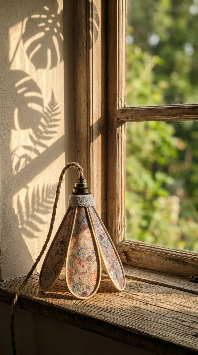Lampe Tulipe  Rosace Vintage- Lampe Artisanale Bohème Florale