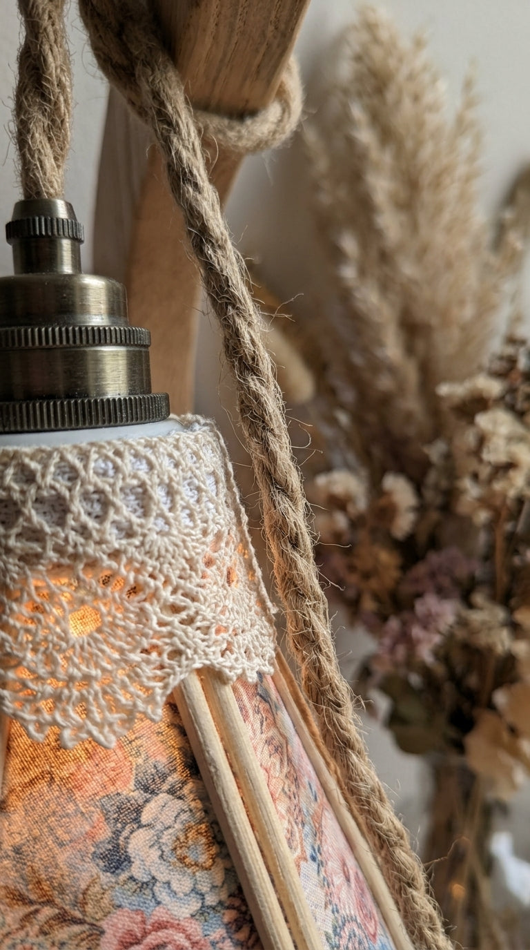 Lampe Tulipe  Rosace Vintage- Lampe Artisanale Bohème Florale