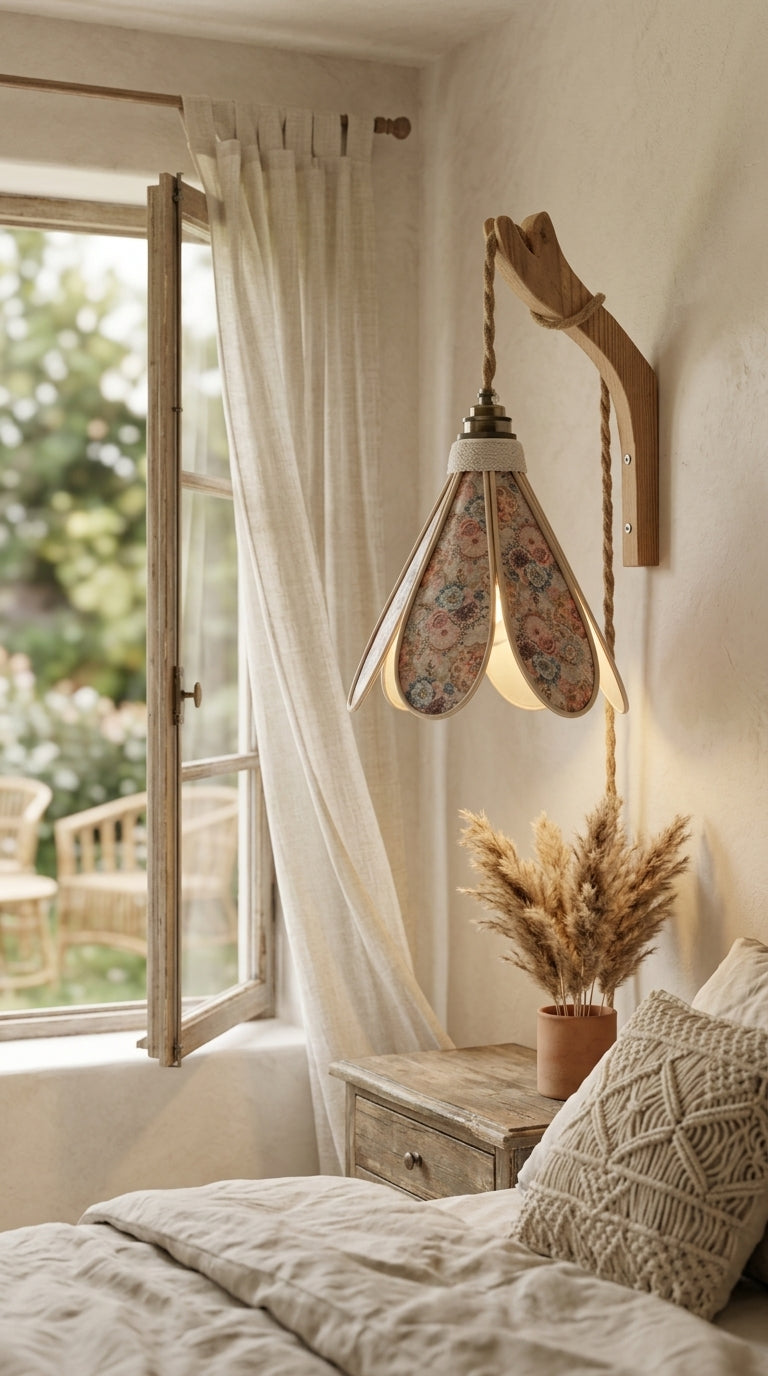 Lampe Tulipe  Rosace Vintage- Lampe Artisanale Bohème Florale