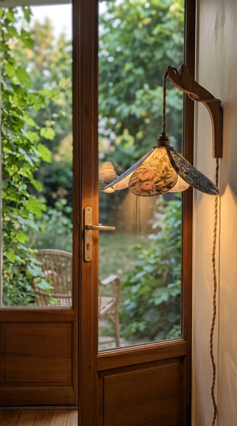 Lampe Magnolia Tencel- Lampe Artisanale Bohème Florale