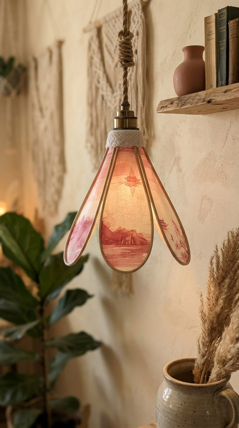 Lampe Tulipe Voyage d'Asie – Lampe Artisanale Bohème Poétique