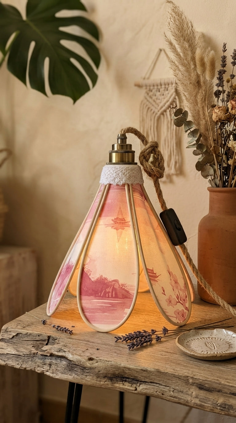 Lampe Tulipe Voyage d'Asie – Lampe Artisanale Bohème Poétique
