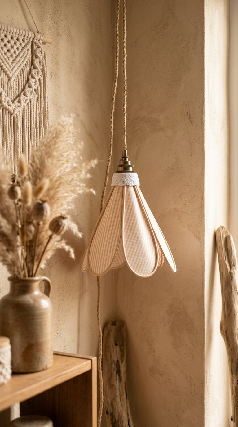 Lampe Tulipe Bergamote des Champs – Abat-jour Motif Marguerites Fait Main
