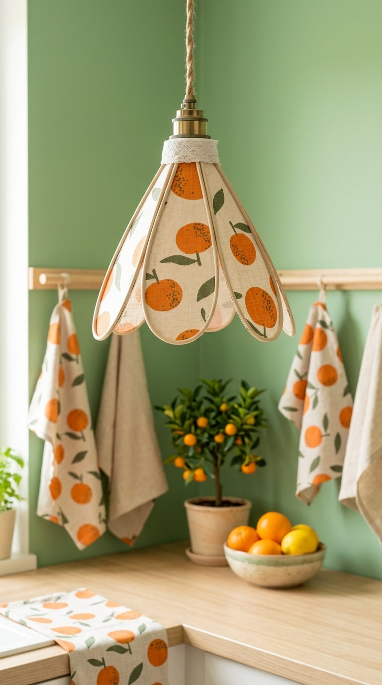 Lampe Tulipe Fleur d'Oranger – Abat-jour Motif Agrumes Fait Main