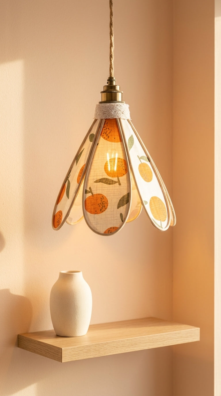 Lampe Tulipe Fleur d'Oranger – Abat-jour Motif Agrumes Fait Main