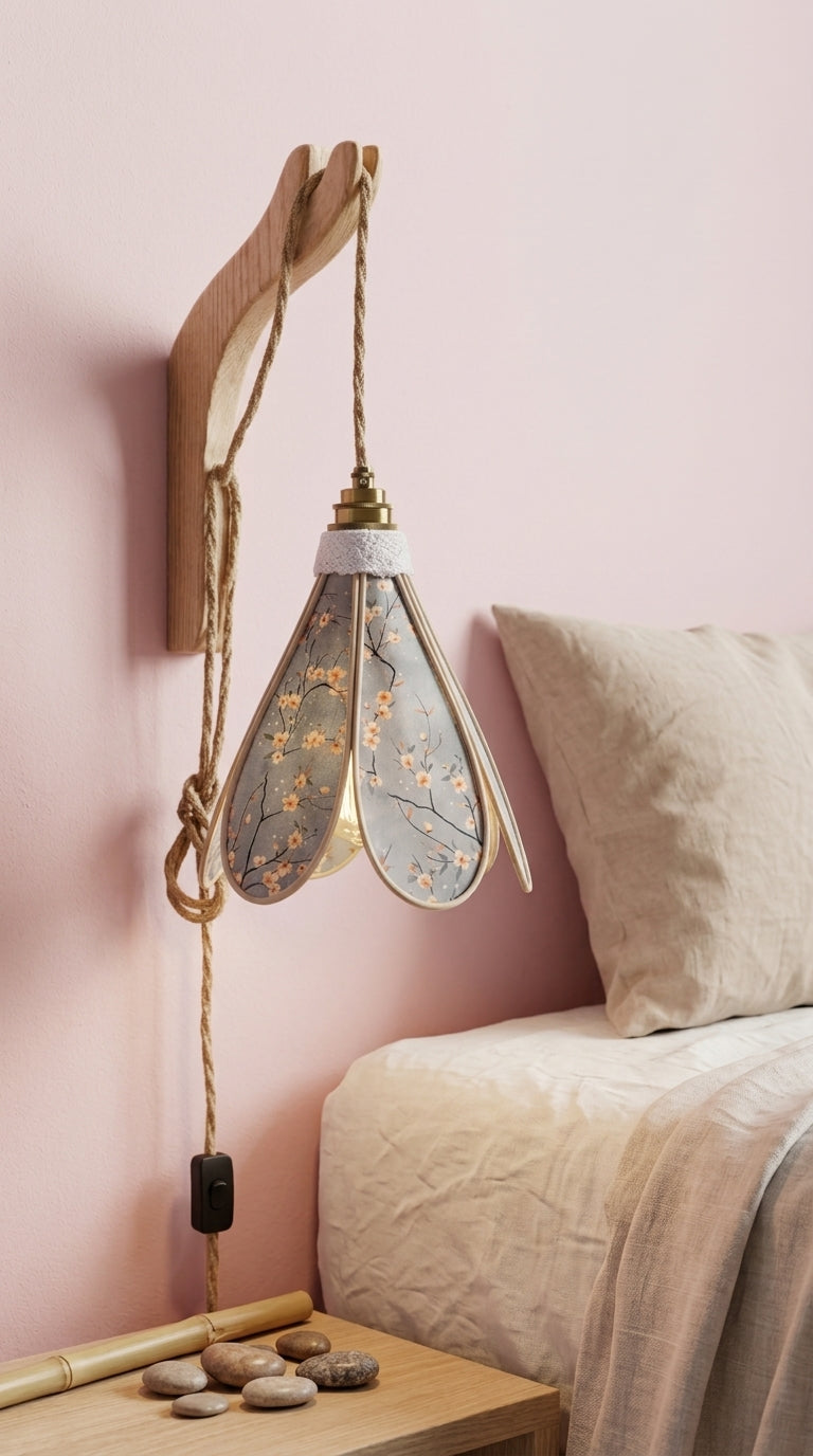 Lampe Tulipe Douceur du Levant – Abat-jour Motif Cerisiers Fait Main