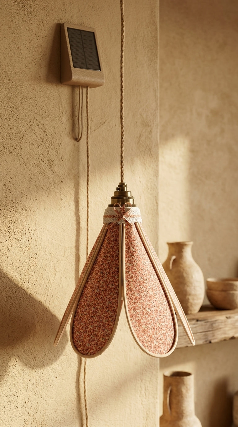 Lampe Tulipe Petite Rose- Lampe Artisanale Bohème Florale
