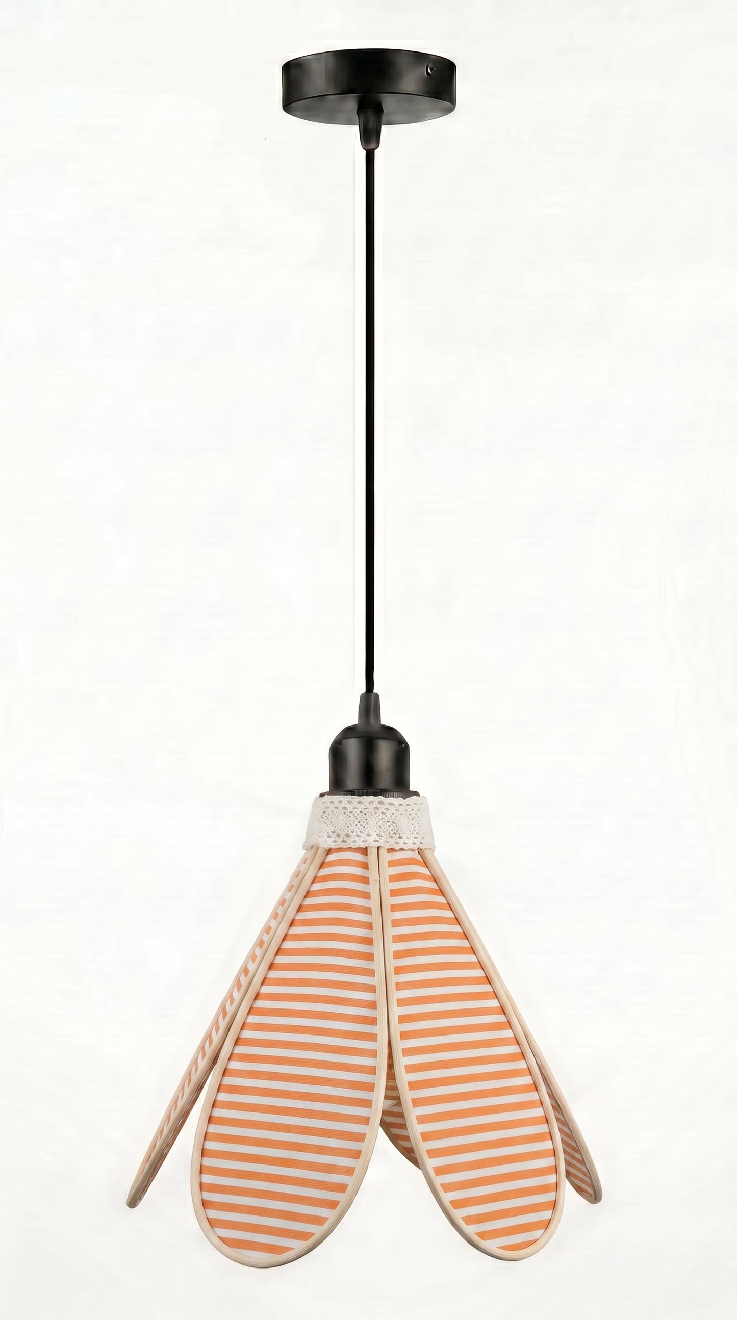 Lampe Tulipe Coucher de Soleil – Abat-jour Motif Rayures Champêtre Fait Main