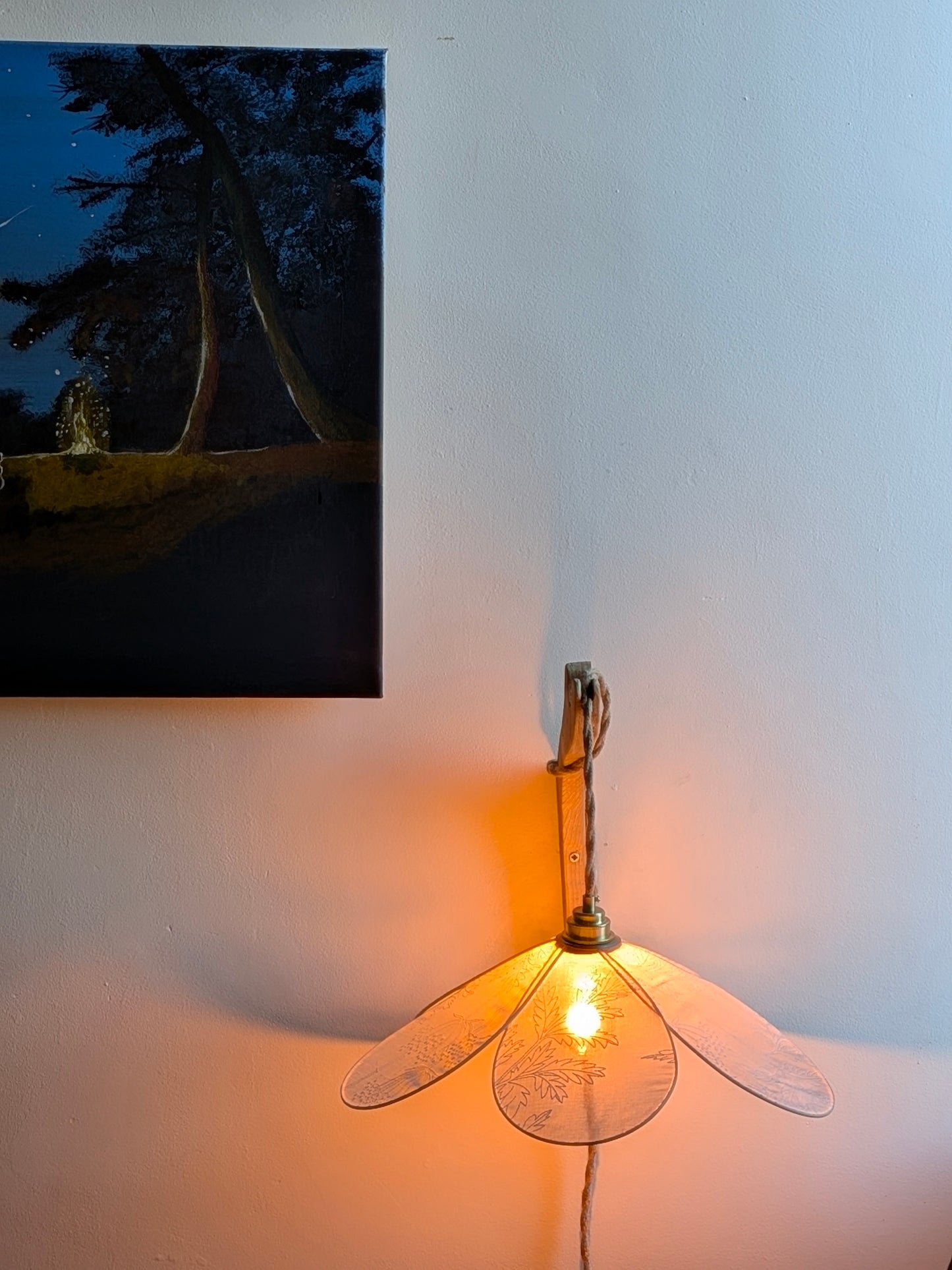 Lampe Magnolia Pissenlits en voilage- Lampe Artisanale Bohème Florale