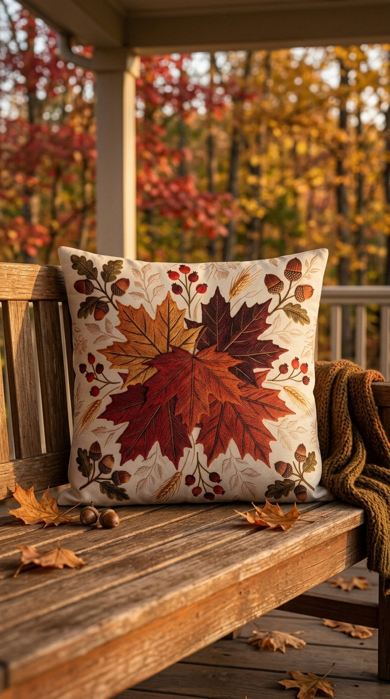 Housse de coussin Éclat de Feuilles d'Érable, vue de présentation produit