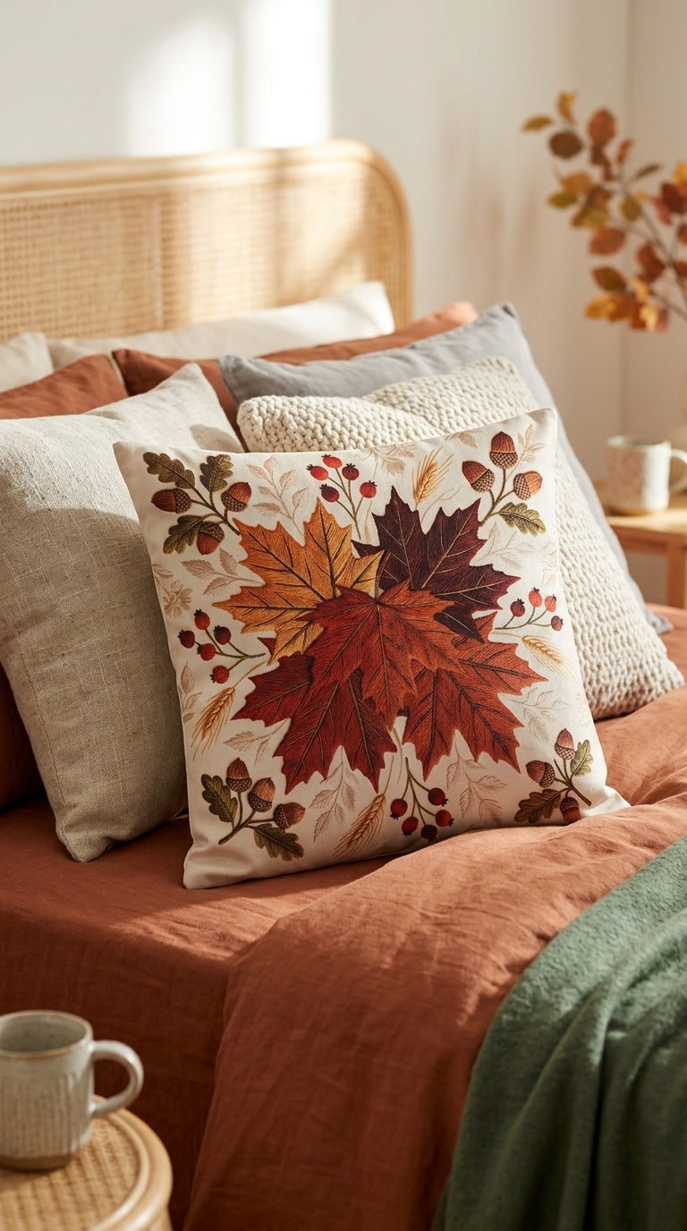 Housse de coussin Éclat de Feuilles d'Érable, dernière vue de présentation