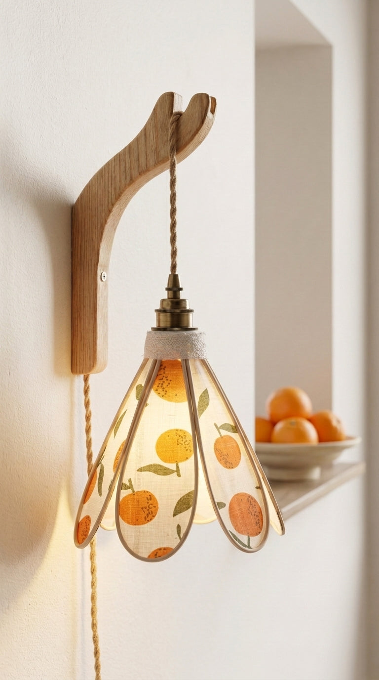 Lampe Tulipe Fleur d'Oranger – Abat-jour Motif Agrumes Fait Main