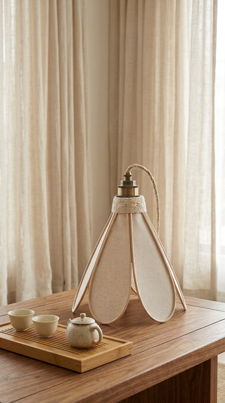Lampe Tulipe Nacre en Fleurs – Abat-jour Motif Floral Nacré Fait Main