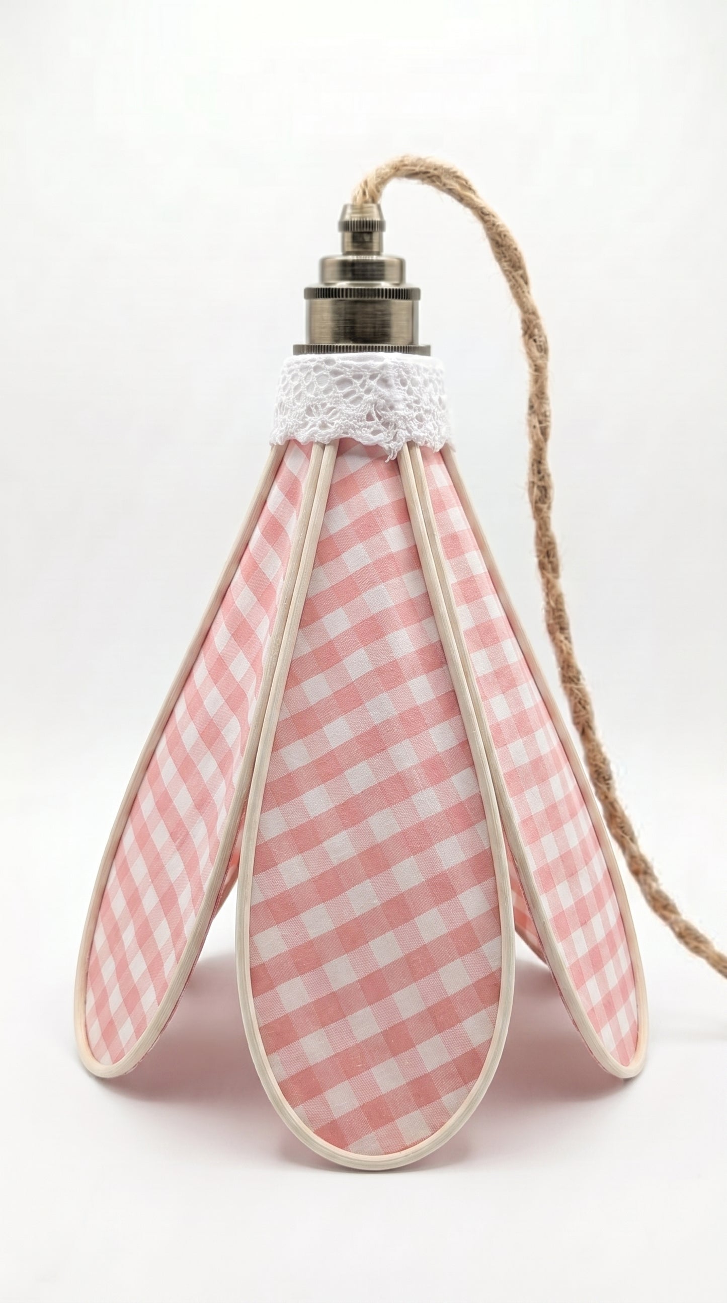 Lampe Tulipe Pique-nique Champêtre – Abat-jour Motif Vichy Fait Main