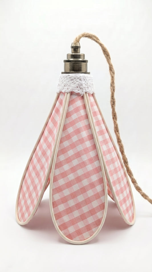Lampe Tulipe Pique-nique Champêtre – Abat-jour Motif Vichy Fait Main