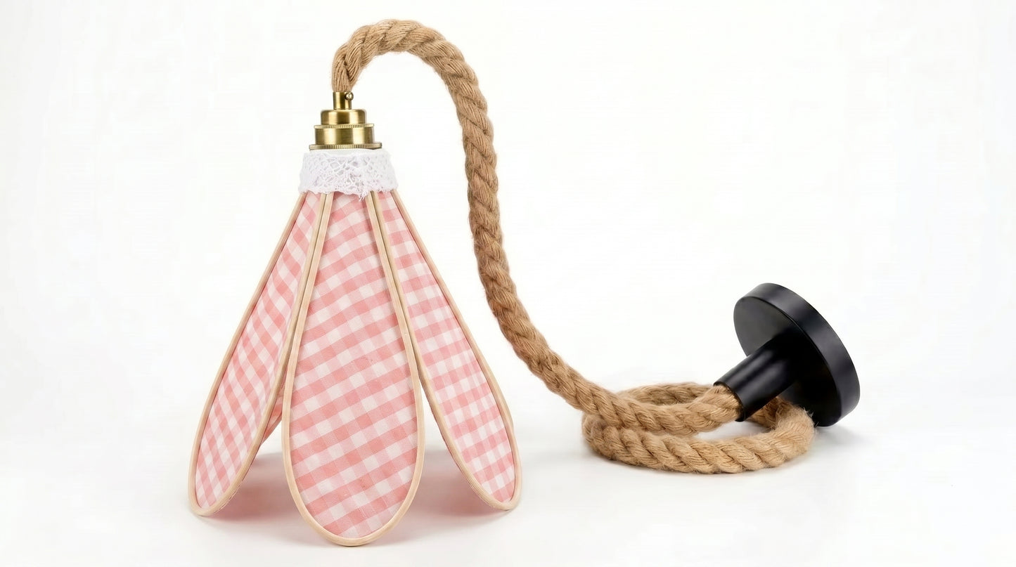 Lampe Tulipe Pique-nique Champêtre – Abat-jour Motif Vichy Fait Main