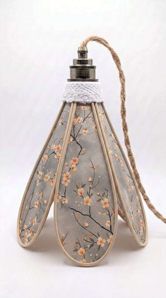 Lampe Tulipe Douceur du Levant – Abat-jour Motif Cerisiers Fait Main