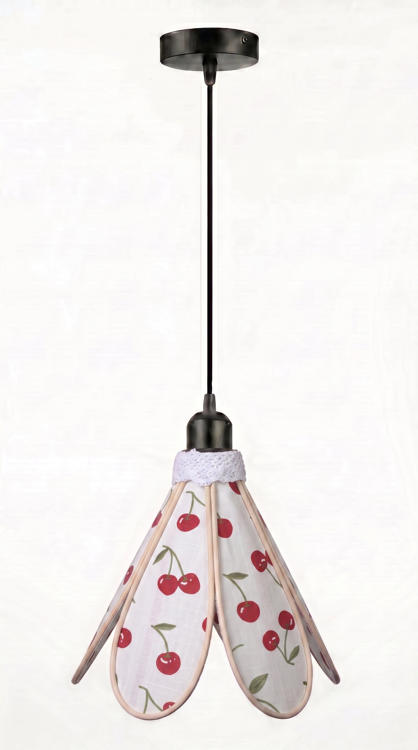 Lampe Tulipe Cerises Sauvages – Abat-jour Motif Cerises Fait Main