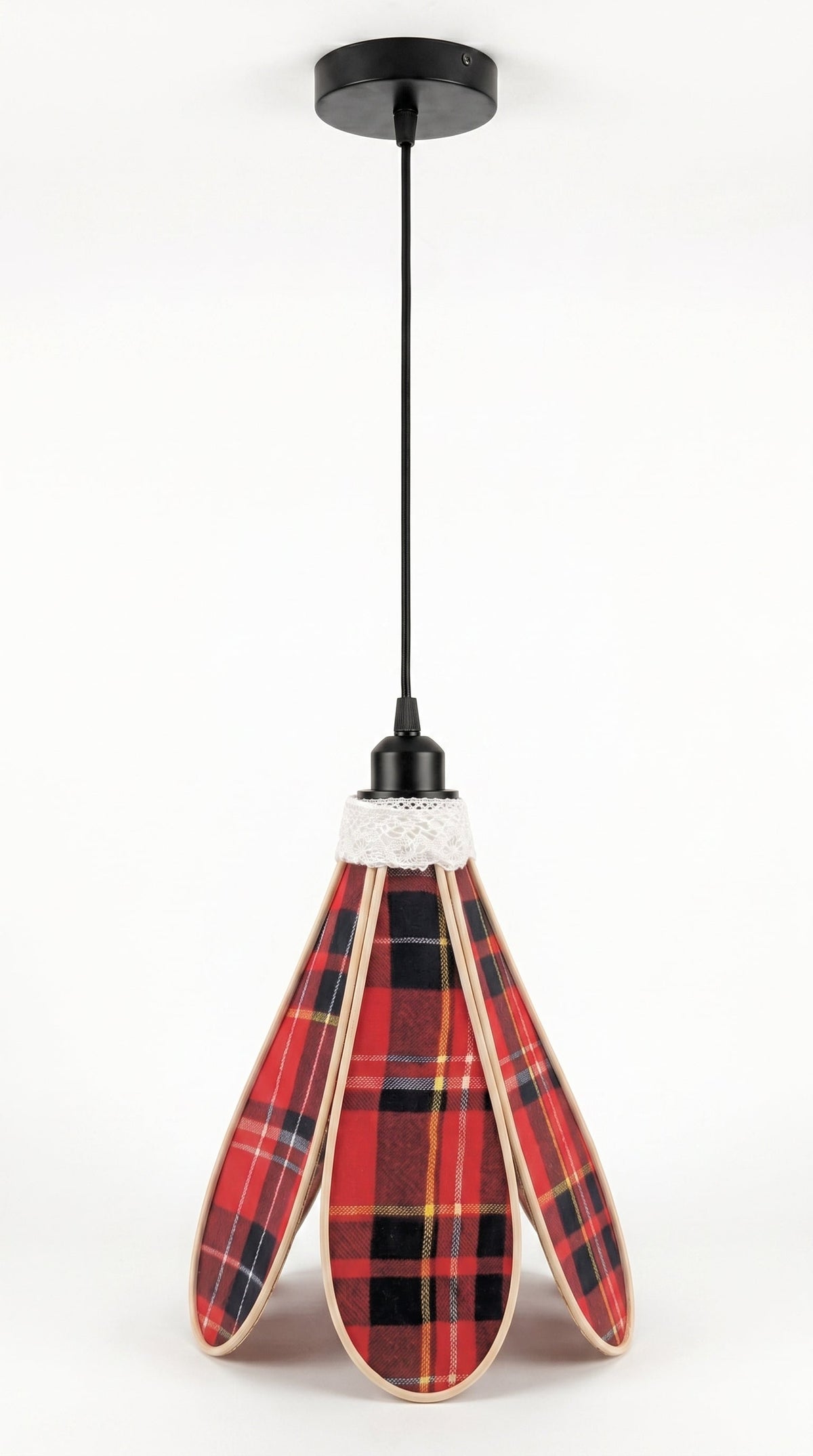 Suspension tulipe Highland Rouge, variante d'abat-jour