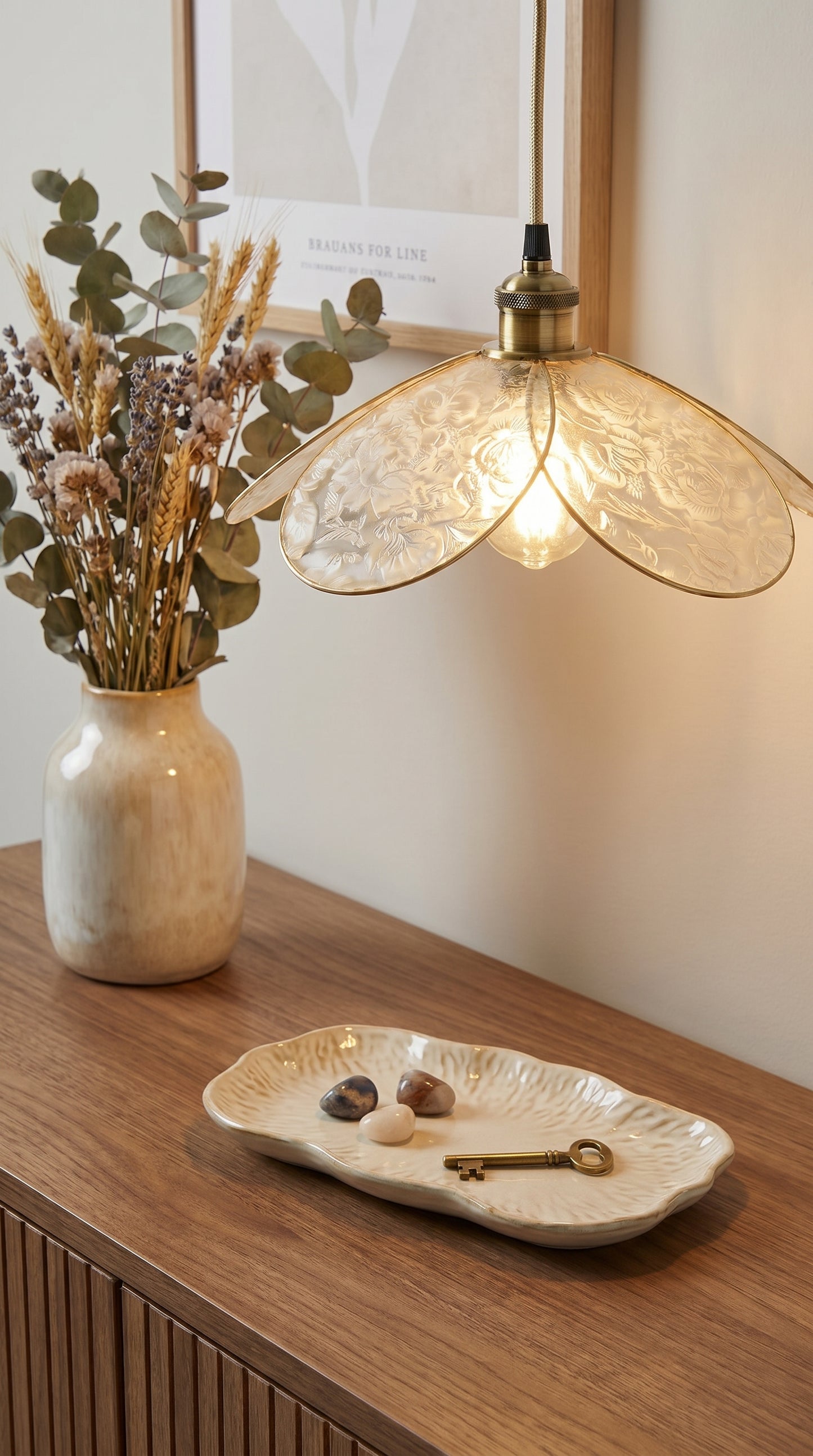 Lampe Magnolia Pivoines Champagne- Lampe Artisanale Bohème Florale