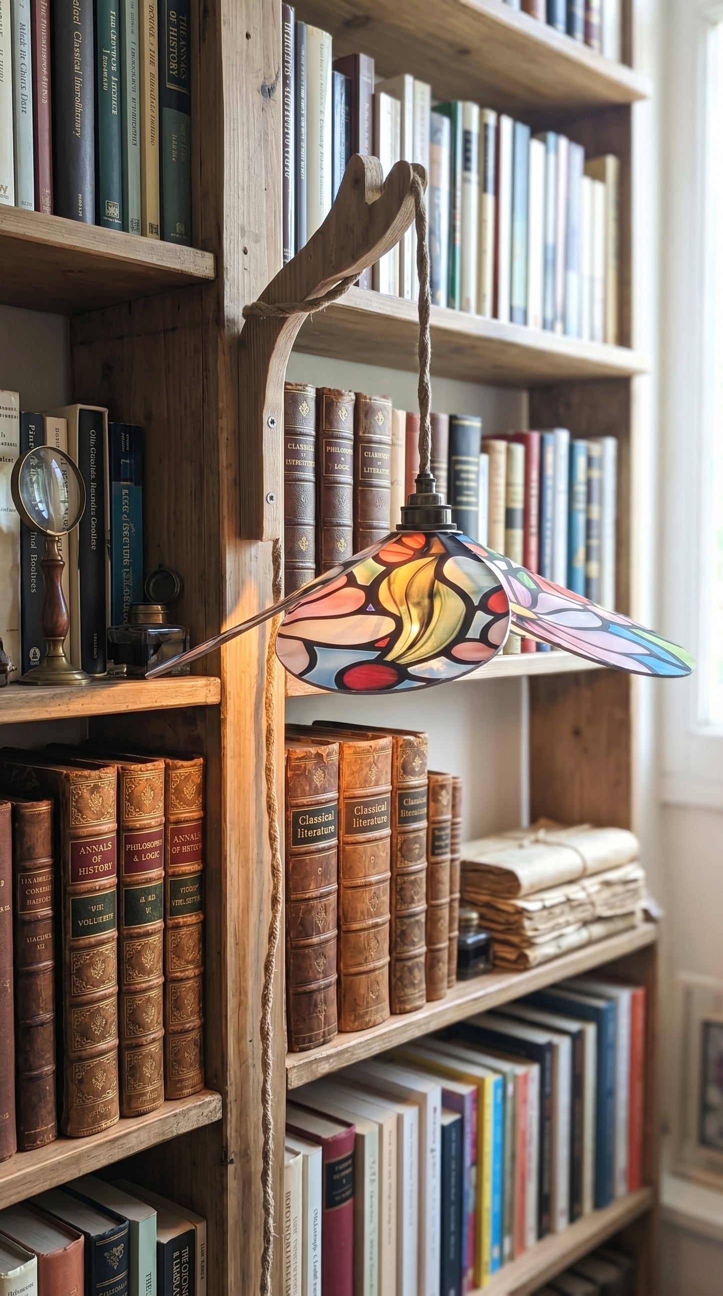 Lampe Magnolia Vitrail Fleurie – Lampe Artisanale Bohème Florale