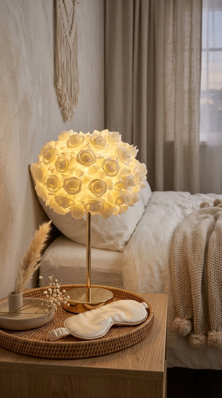 Lampe Roses Blanches – 40 cm – 3 Lumières LED