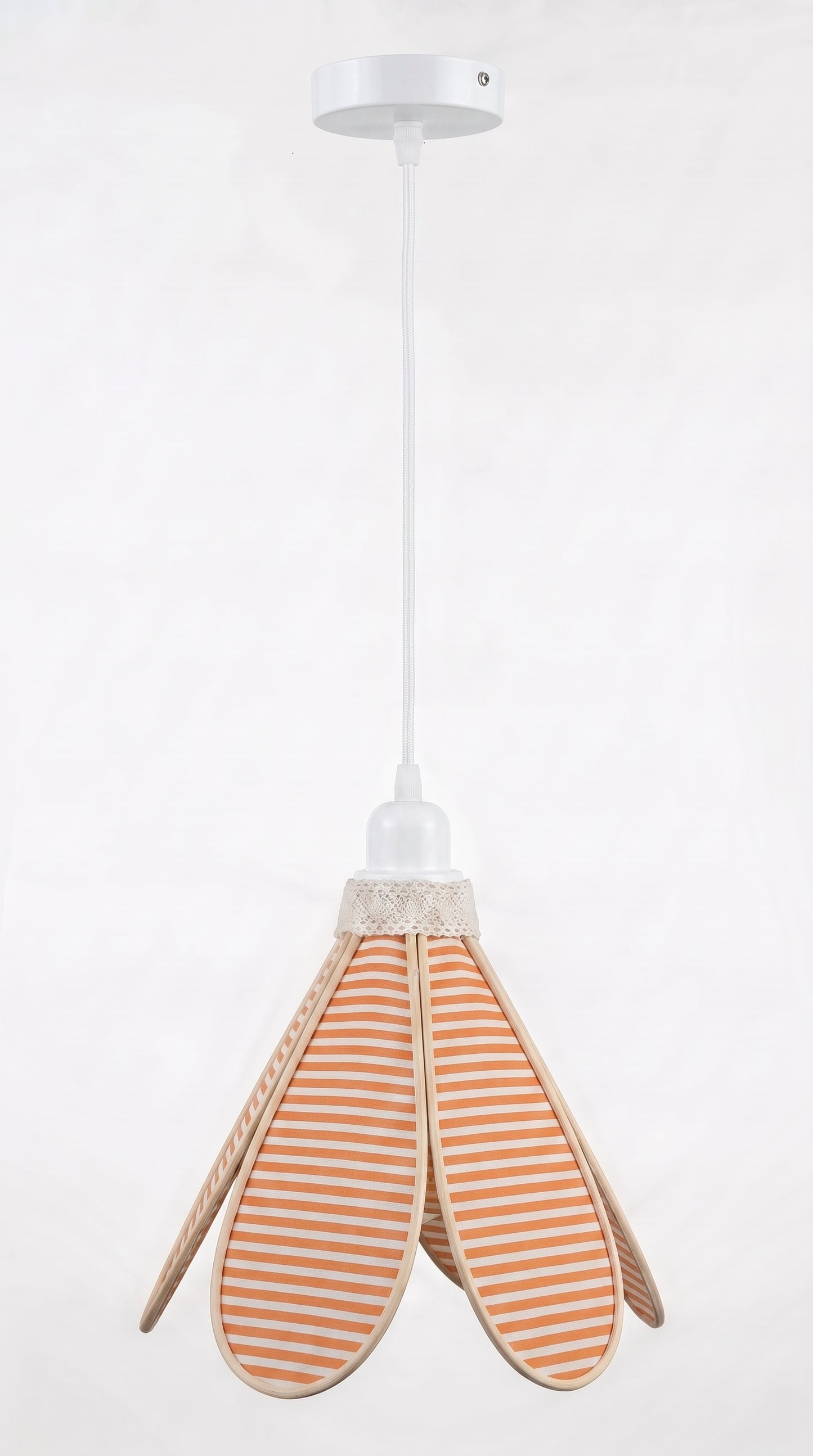 Lampe Tulipe Coucher de Soleil – Abat-jour Motif Rayures Champêtre Fait Main