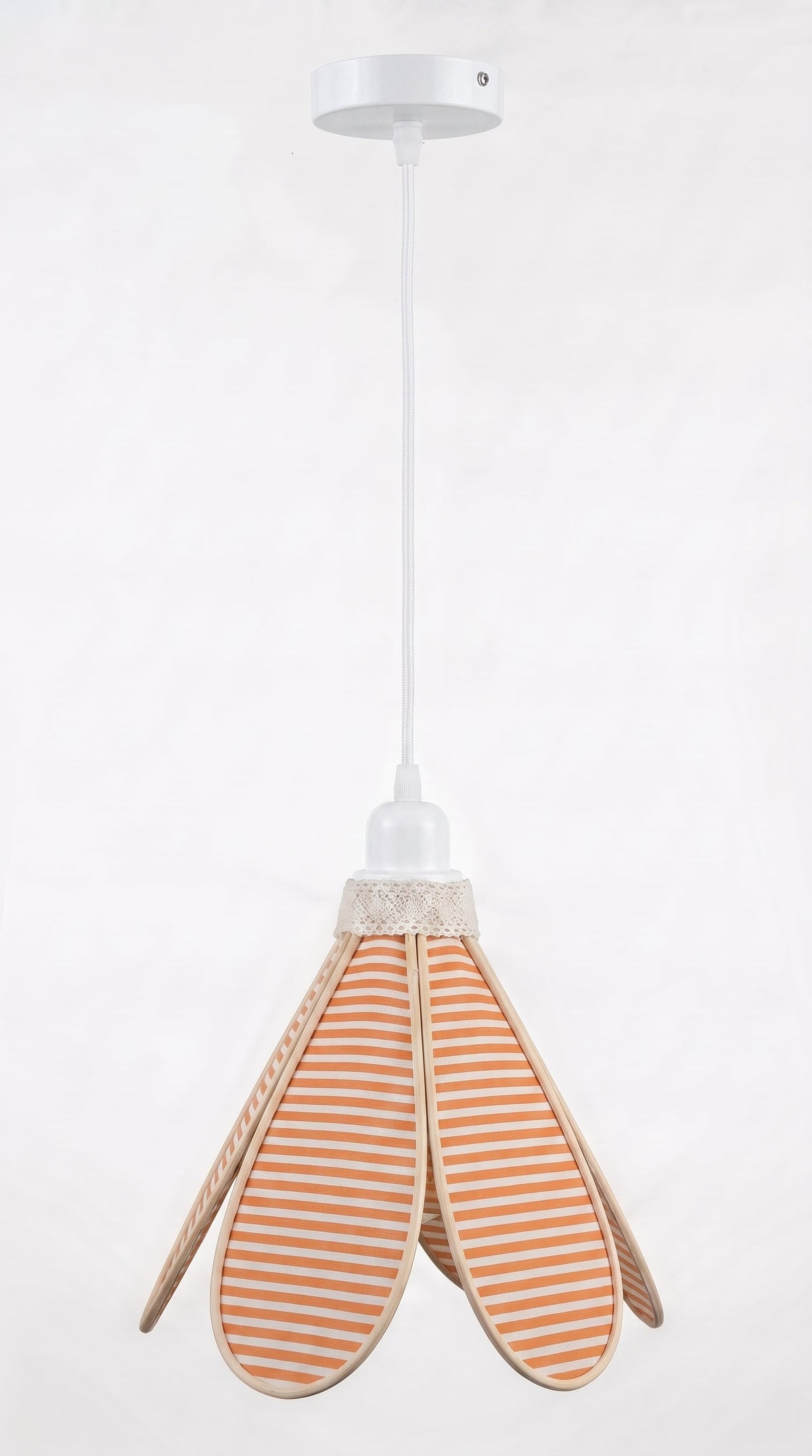 Suspension tulipe Coucher de Soleil avec base et câble plafond blancs