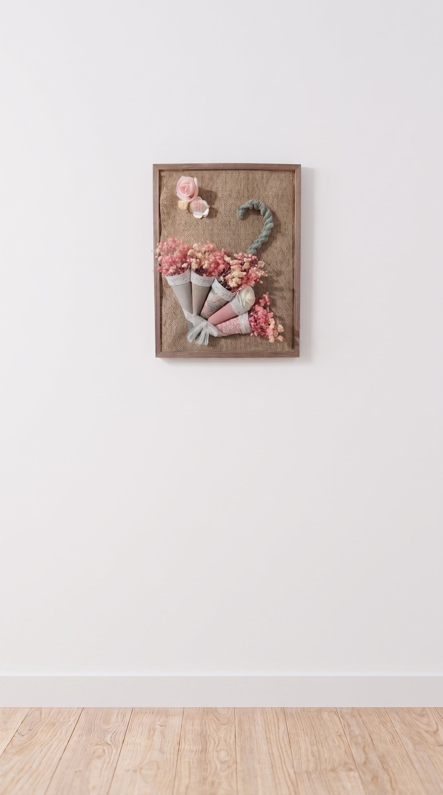 Tableau Mural Ondée de Pétales – Fleurs Artificielles Fait Main