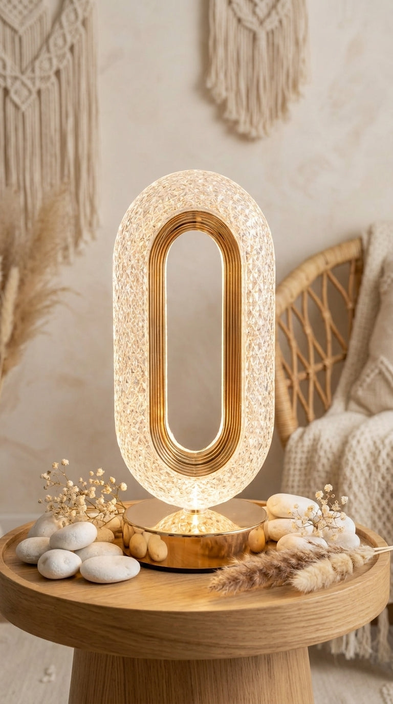 Lampe Design Cristal Doré - Lumière Moderne