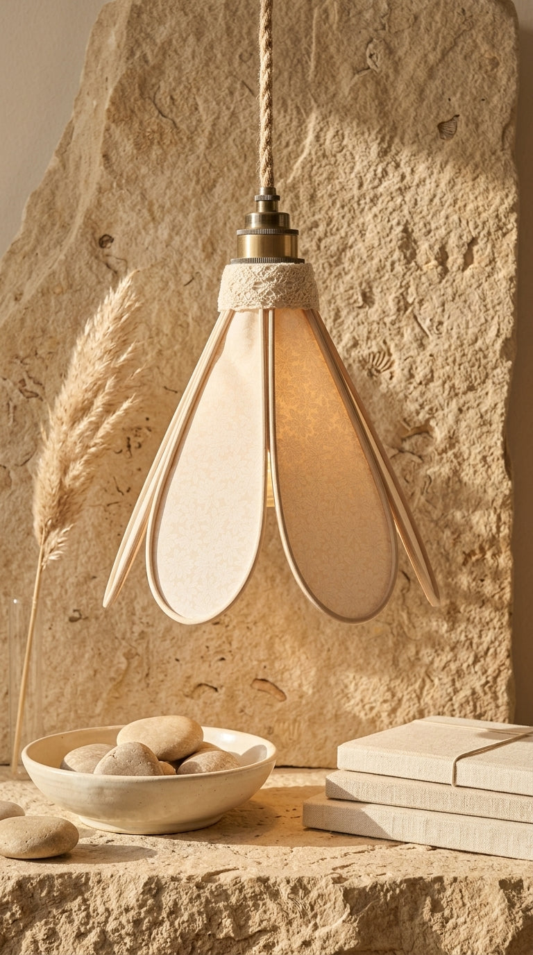 Lampe Tulipe Nacre en Fleurs – Abat-jour Motif Floral Nacré Fait Main