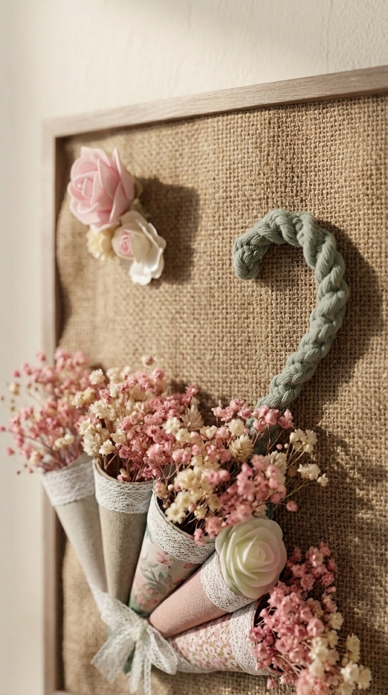 Tableau Mural Ondée de Pétales – Fleurs Artificielles Fait Main