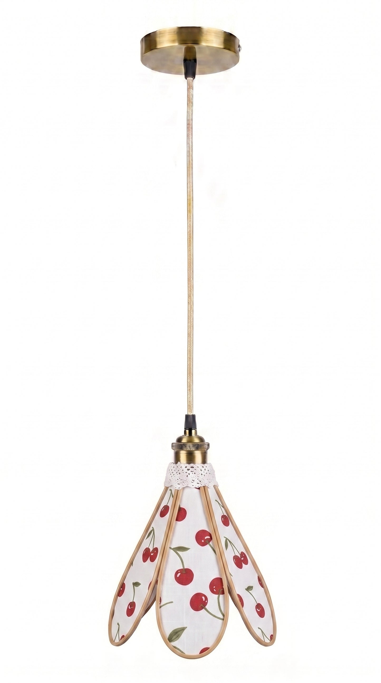 Lampe Tulipe Cerises Sauvages – Abat-jour Motif Cerises Fait Main